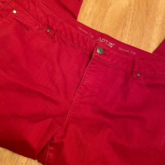 Apt 9 straight leg modem fit red denim jeans 18R pin up Swiftie Red classic - Picture 5 of 12